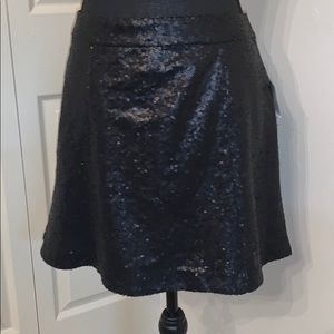 Mini black sequin skater skirt